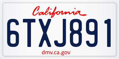 CA license plate 6TXJ891