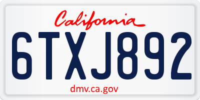 CA license plate 6TXJ892