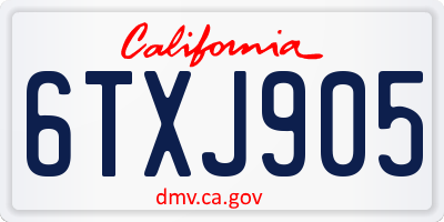 CA license plate 6TXJ905