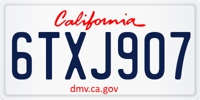 CA license plate 6TXJ907