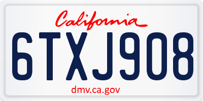 CA license plate 6TXJ908