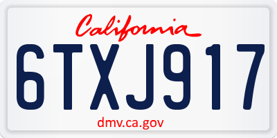 CA license plate 6TXJ917