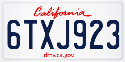 CA license plate 6TXJ923