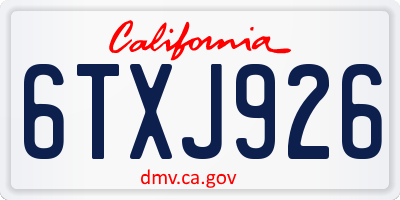 CA license plate 6TXJ926