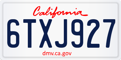 CA license plate 6TXJ927