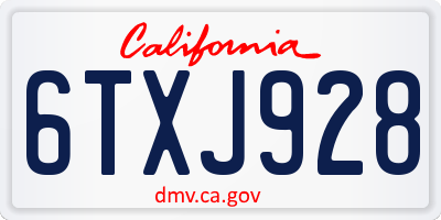 CA license plate 6TXJ928