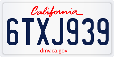 CA license plate 6TXJ939
