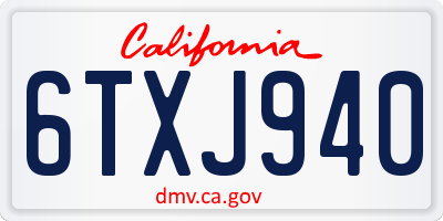 CA license plate 6TXJ940