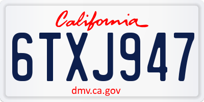 CA license plate 6TXJ947