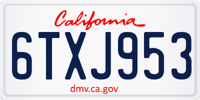 CA license plate 6TXJ953