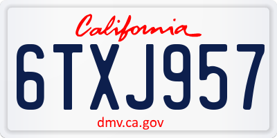 CA license plate 6TXJ957