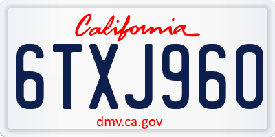 CA license plate 6TXJ960