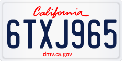 CA license plate 6TXJ965