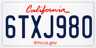 CA license plate 6TXJ980