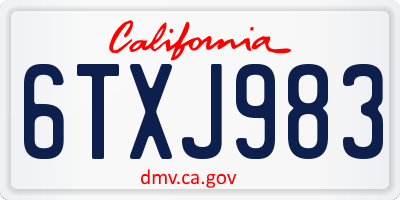 CA license plate 6TXJ983