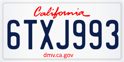 CA license plate 6TXJ993
