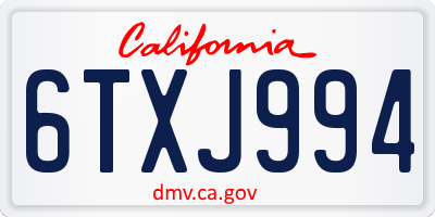 CA license plate 6TXJ994