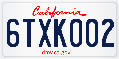 CA license plate 6TXK002