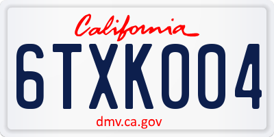 CA license plate 6TXK004