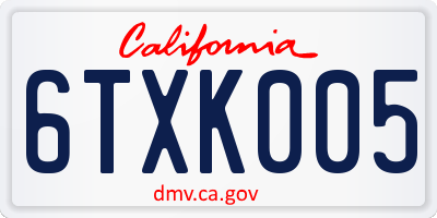 CA license plate 6TXK005