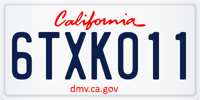 CA license plate 6TXK011