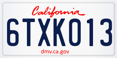 CA license plate 6TXK013