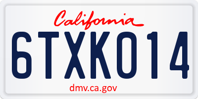 CA license plate 6TXK014