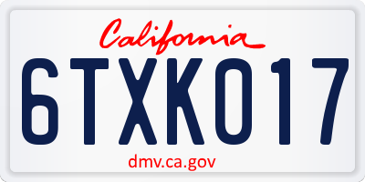CA license plate 6TXK017