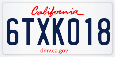 CA license plate 6TXK018