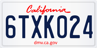 CA license plate 6TXK024