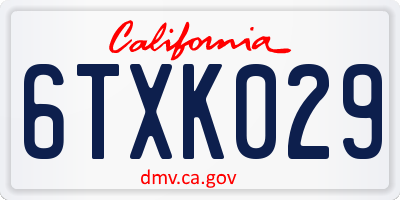CA license plate 6TXK029