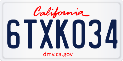 CA license plate 6TXK034