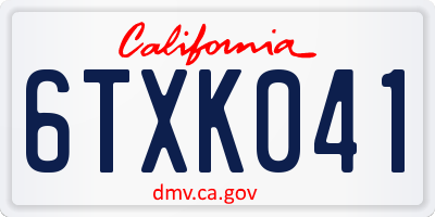 CA license plate 6TXK041