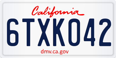 CA license plate 6TXK042