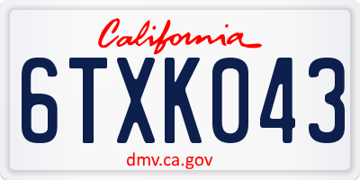 CA license plate 6TXK043
