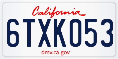 CA license plate 6TXK053