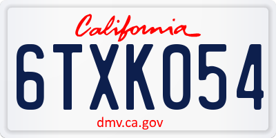 CA license plate 6TXK054