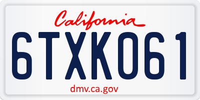 CA license plate 6TXK061