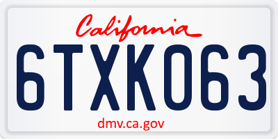 CA license plate 6TXK063