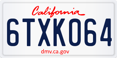 CA license plate 6TXK064