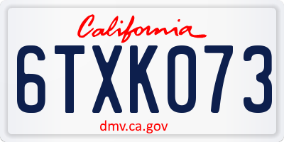 CA license plate 6TXK073