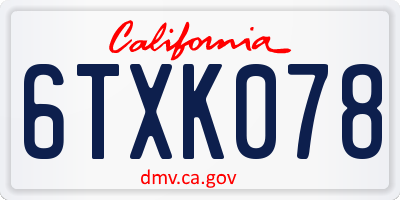 CA license plate 6TXK078