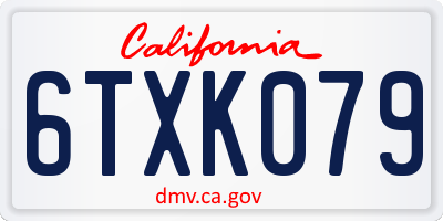 CA license plate 6TXK079