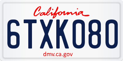 CA license plate 6TXK080