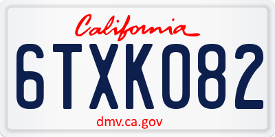 CA license plate 6TXK082