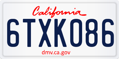 CA license plate 6TXK086