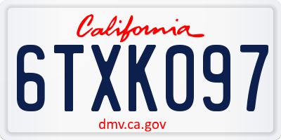 CA license plate 6TXK097