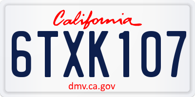 CA license plate 6TXK107
