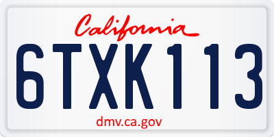 CA license plate 6TXK113