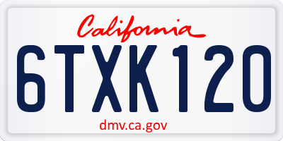 CA license plate 6TXK120